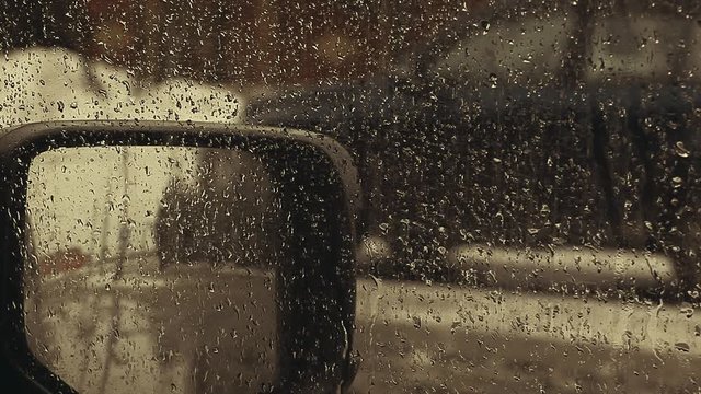 car window rain drops hd footage 