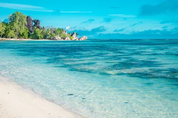 Fotobehang Anse Source D'Agent, La Digue eiland, Seychellen The most beautiful beach of Seychelles - Anse Source D'Argent
