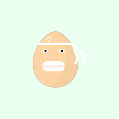 Easter karate egg with a white headband. vector illustration
