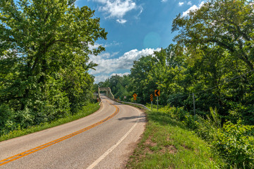Fototapeta na wymiar Country Road and Bridge in Arkansas