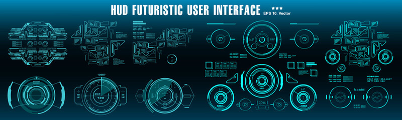 Sci-fi futuristic hud dashboard blue display virtual reality technology screen