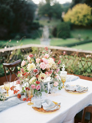Table setting at outdoor wedding reception