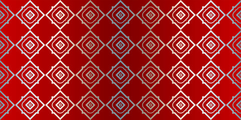 Vector Seamless Pattern With Abstract Geometric Style. Repeating Sample Figure And Line. Paper For Scrapbook. Silver red color