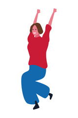 Happy woman dancing cartoon
