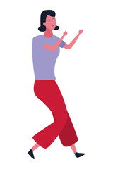 Happy woman dancing cartoon