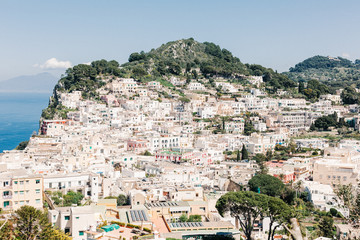 Obraz premium Capri panorama, Faraglioni, Tyrrhenian sea, Bay of Naples, Italy