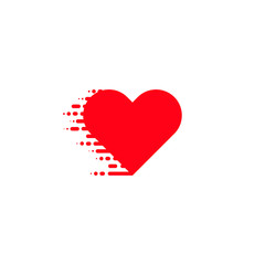Heart icon. Red colored. Heart in linear style. on white background. - vector