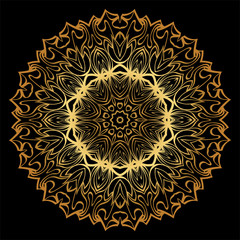 Anti-Stress Therapy Pattern. Mandala. For Design Backgrounds. Vector Illustration. Can Be Used For Textile, Greeting Card, Coloring Book, Phone Case Print. Luxury black, gold color