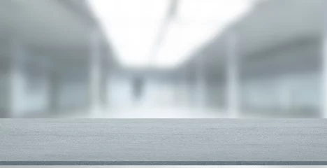 Fototapeten Verlassene Gebäude Empty stone table with blurred soft light factory business background. product display template. Mock up template for display. Business presentation.  © FrauPixel