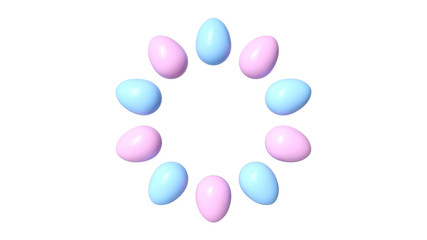 Pink And Blue Easter Eggs. Happy Easter Concept - 3D Illustration