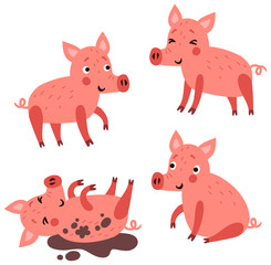 Pigs. Vector set. Characters collection.