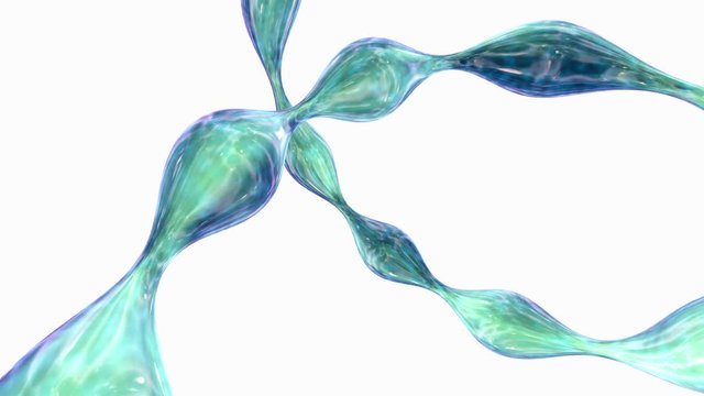 abstract liquid shape spinning and rotaing isolated on white