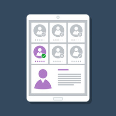candidates list with detailed profile, hiring and recruitment concept