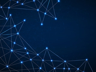 Abstract geometric background with glowing connecting dots and lines. Modern technology concept. Polygonal structure