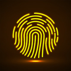 Fingerprint icon, biometric identification symbol, id logo. Vector