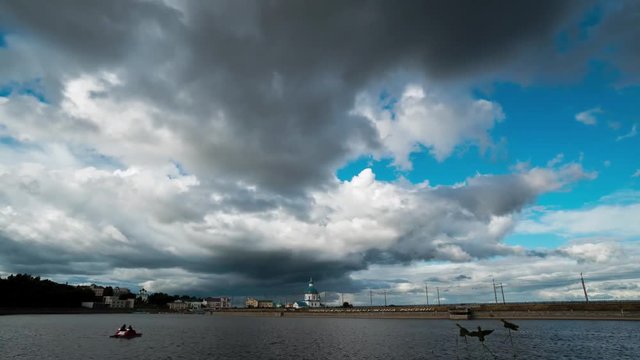 clouds over the city, timelapse