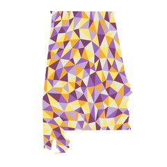 Alabama U.S. state polygonal map background  low poly style yellow, orange, blue, purple colors  vector illustration eps