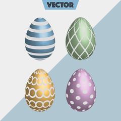 Pastel 3D Vector Easter Eggs mixed