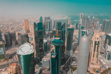 New luxury skylines in city center,  West Bay, Doha, Qatar