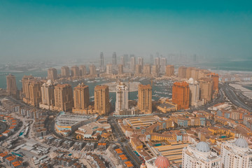 Fototapeta premium New luxury skylines in Pearl-Qatar, aerial view, Doha, Qatar