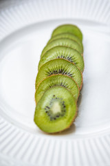 Sliced kiwi fruit.