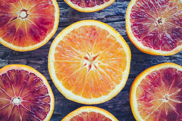 Sliced blood oranges texture
