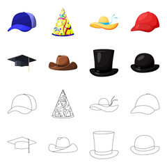 Isolated object of clothing and cap symbol. Set of clothing and beret vector icon for stock.