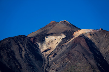 Teide crater against blue sky, bottom view