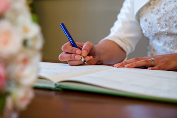 bride signing