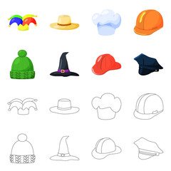 Isolated object of clothing and cap icon. Set of clothing and beret stock vector illustration.