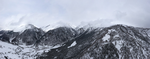 Caucasus mountains winter landscape. Svaneti Georgia