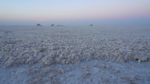 Salty and dry lake Asale in the Danakil depression in Ethiopia
