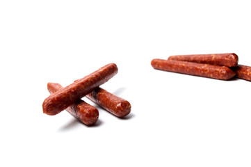 Home made sausages isolated on white