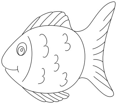 Fish coloring book page 2. Outline clipart.