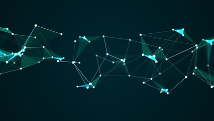 Abstract futuristic molecule structure blue color digital technology graphic illustration. Computer internet network connection concept.