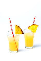 Refreshing pineapple juice in decorated glass