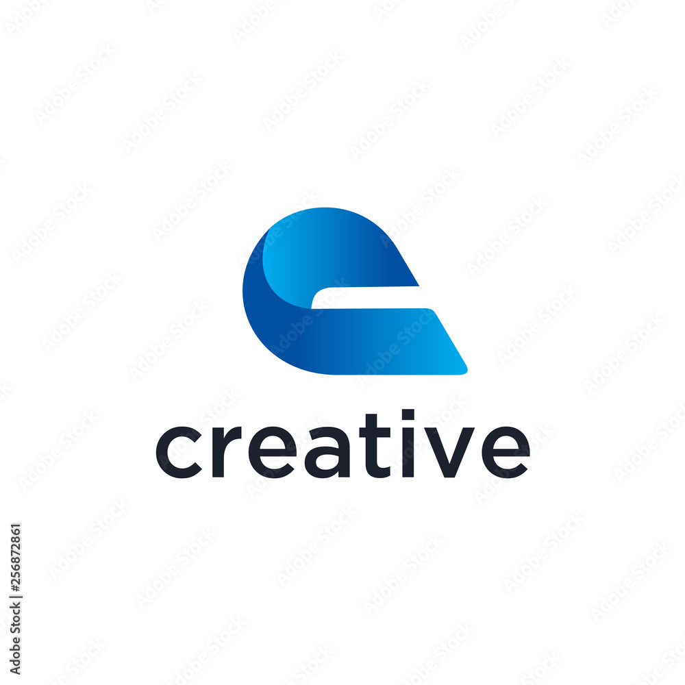 Poster Modern C initial logo, C Tech Initial logo vector 