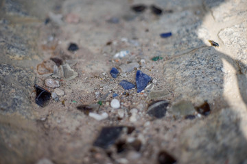Scherbe, Glasscherbe, Scharf, Blau, Braun, Umweltverschmutzung, Bokeh 