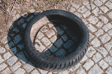 Reifen, Profil, Schwarz, Grau, Abfall, Verschmutzung, Auto, Steine