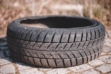 Obraz premium Reifen, Profil, Schwarz, Grau, Abfall, Verschmutzung, Auto, Bokeh