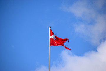Dänische Flagge, Flagge, Nationalität, Wind, Himmel, Dänemark, Weiß