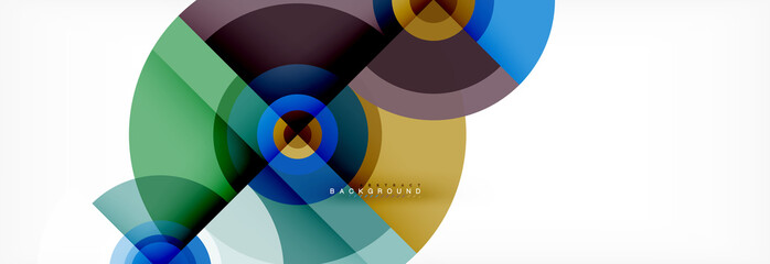 Obraz premium Minimalni geometryczni okręgi i trójboka abstrakcjonistyczny tło, techno nowożytny projekt, plakatowy szablon