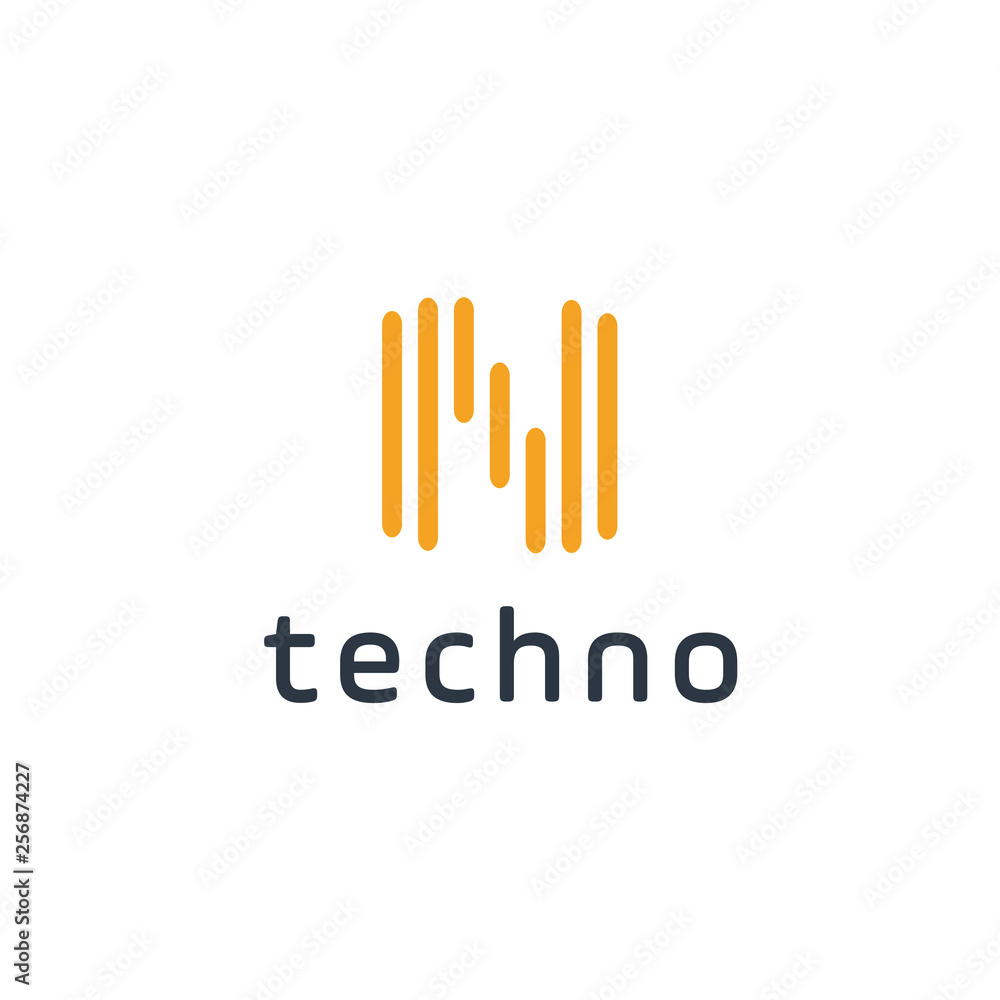 Poster Technology logo simple tech design with innitial N. Vector creative abstract circle round red flow shape modern icon for construction technology or logo template for digital communication concept