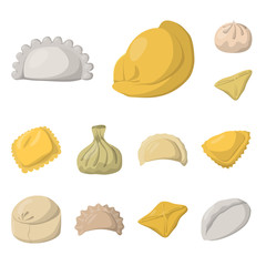 Isolated object of dumplings and food  symbol. Collection of dumplings and stuffed vector icon for stock.