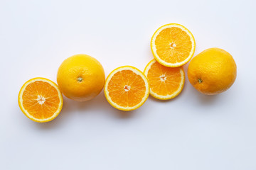 Fresh orange citrus fruit on white