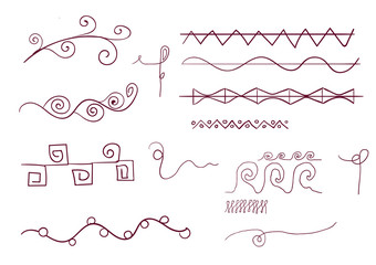 Hand-drawn set of decorative elements. vector illustration on white background