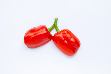 Red bell pepper on white