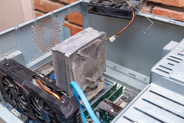 Cleaning dusty cooler ventilator  radiator of CPU