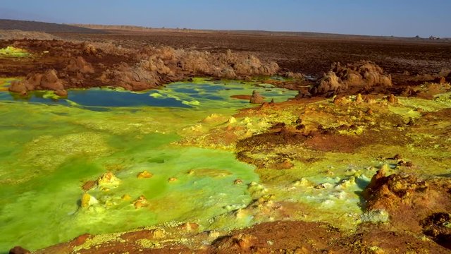 Dallol acid lakes in the Danakil depression in Ethiopia