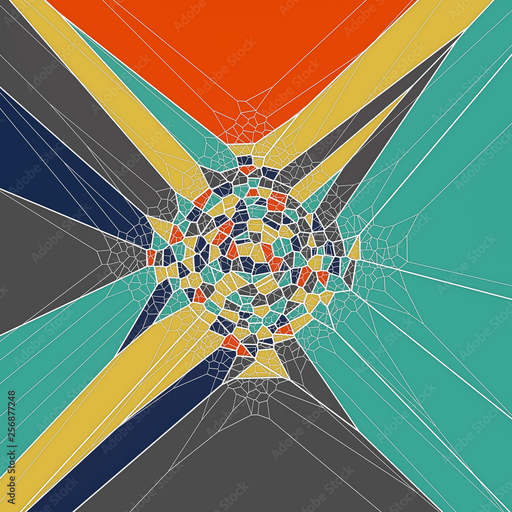 Aufkleber Abstract geometrical concept. Modern covers design with low poly tesselated pattern of multicolored shapes. 3d rendering